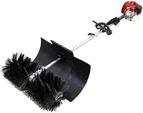Push Brooms 52cc 2 Stroke 2.3HP Engine Gas Power Sweeping Broom Driveway Turf Lawns Artificial Grass Power Brush Lawn Sweeper Cleaner Tools Handheld Sweeper 