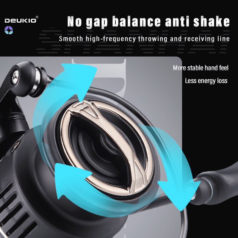 DEUKIO Black Lightweight Spinning Fishing Reel Screw in Handle 6+1BB 8kg Drag Power Carbon Fiber Body Anti Seawater Fishing Coil