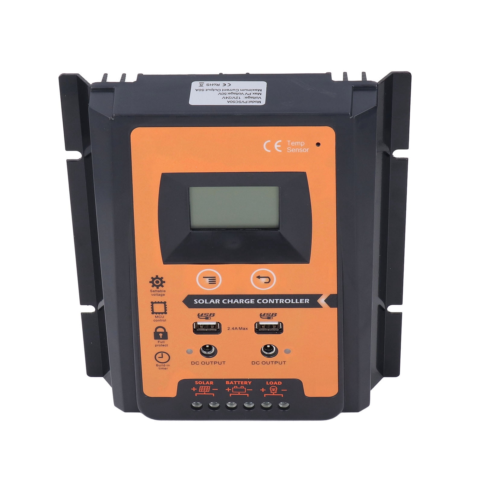 Abastado PowMr LCD Solar Charge Discharge Controller Solar Panel Regulator Dual USB Output 12V 24V