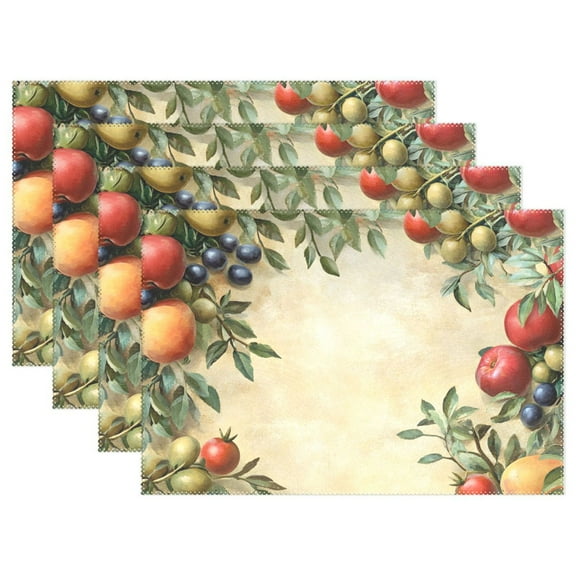 Ryvnso Placemats Set of 4 Grape Fruits Dining Mats Heat-Resistant Non-Slip Washable Table Mat