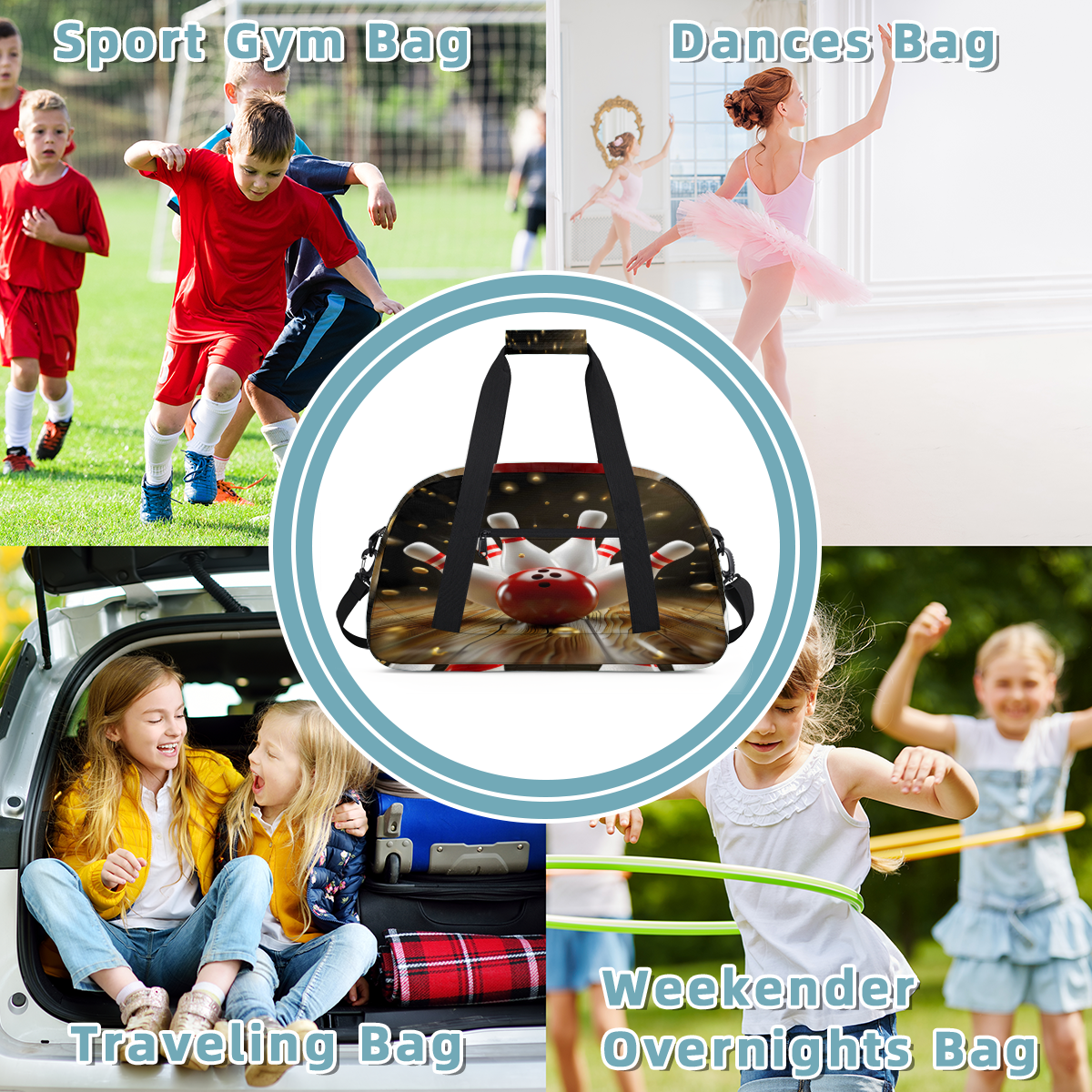 Herdesigns Sports Duffle Bags Travel Duffle Bag Gym Bag Modern Bowling Ball Weekender Travel Bag Waterproof Overnight Bag Carry On Travel Tote Bag Dance Bags