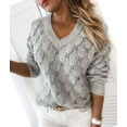 thumbnail image 2 of Sherrylily Womens V Neck Long Sleeve Pullover Sweater Lightweight Knit Sweaters, 2 of 3