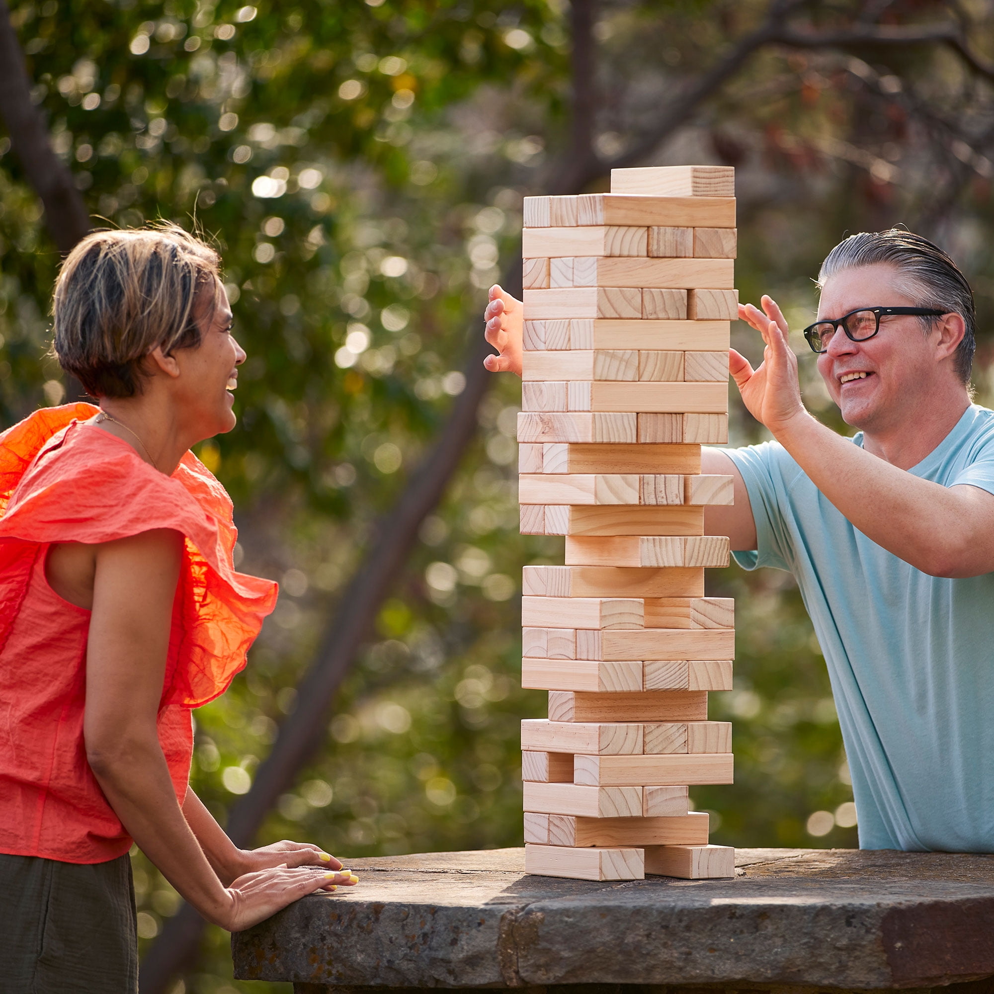 Yard Games Large Jr. Tumbling Timbers 21 Wood Block Stacking Game, Natural  in 2023