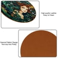 thumbnail image 5 of Mermaid Set of 6 Round Microfiber Leather Coasters, 11x11 cm/4.3x4.3 in Drink Coasters for Home and Office, Heat, Stylish Table Mats, 5 of 6