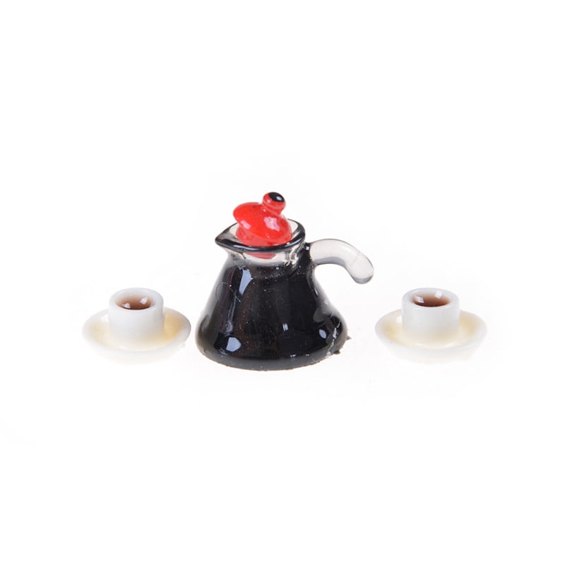 3Pcs Coffee Pot Cup and Saucer Set Dollhouse Miniature Home Decor ESHK 