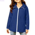 thumbnail image 2 of Kureaily Girls Solid Rain Jacket For Kids Outdoor Outerwear All Weather Coat Easy On/Off De ,kids waterproof zip up jacketSize 9-10 Years ,Blue, 2 of 6