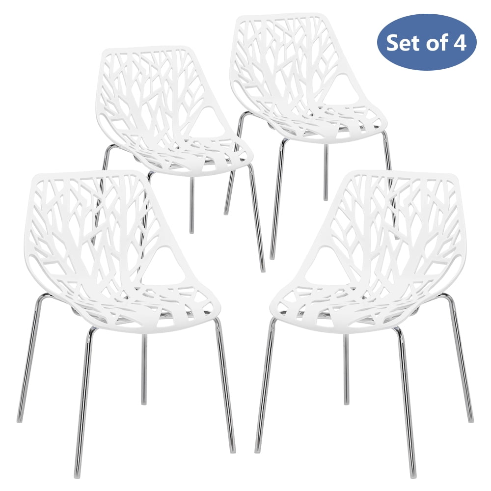 BaytoCare Dining Chairs (Set of 4) 4) by,White Chairs, Kid Friendly Birch Chairs, Stackable