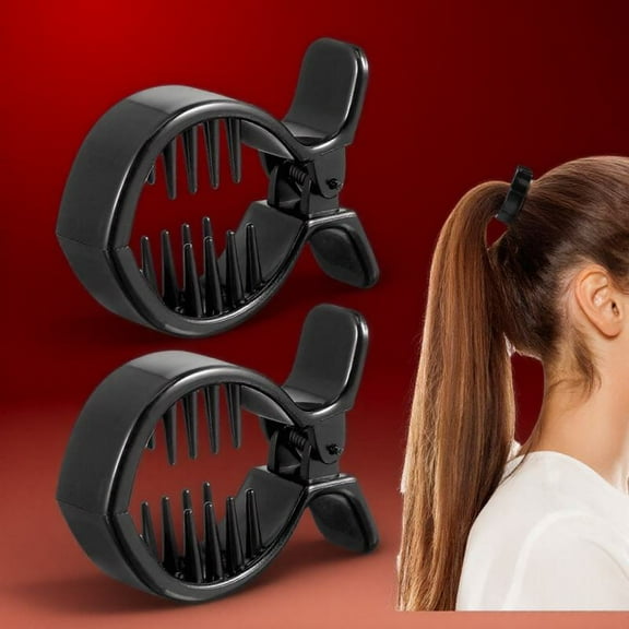 LEDMOMO 2Pack Hair Fastening Fish Claw Clips for Women Simple Design Black Resin