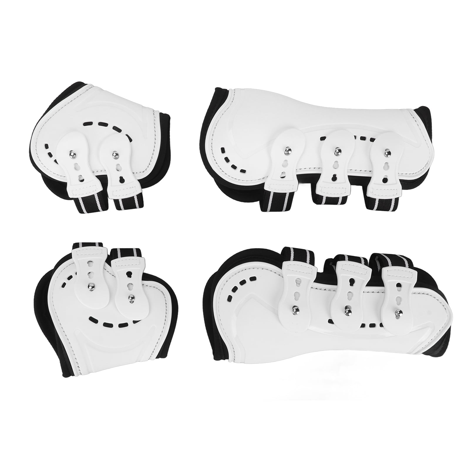 Horse Fetlock Boots, Ventilation Holes White Front Hind Tendon Boots Set Of 4 2 Elastic Straps