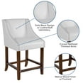 thumbnail image 4 of Emma + Oliver 24" High Walnut Counter Height Stool-White LeatherSoft Accent Nail Trim, Set of 2, 4 of 13