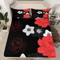 thumbnail image 2 of Manfei Vintage Country Floral Twin Sheet Set (3-Piece) Japanese Minimalist Red Black Breathable Decor For Teens, 2 of 7