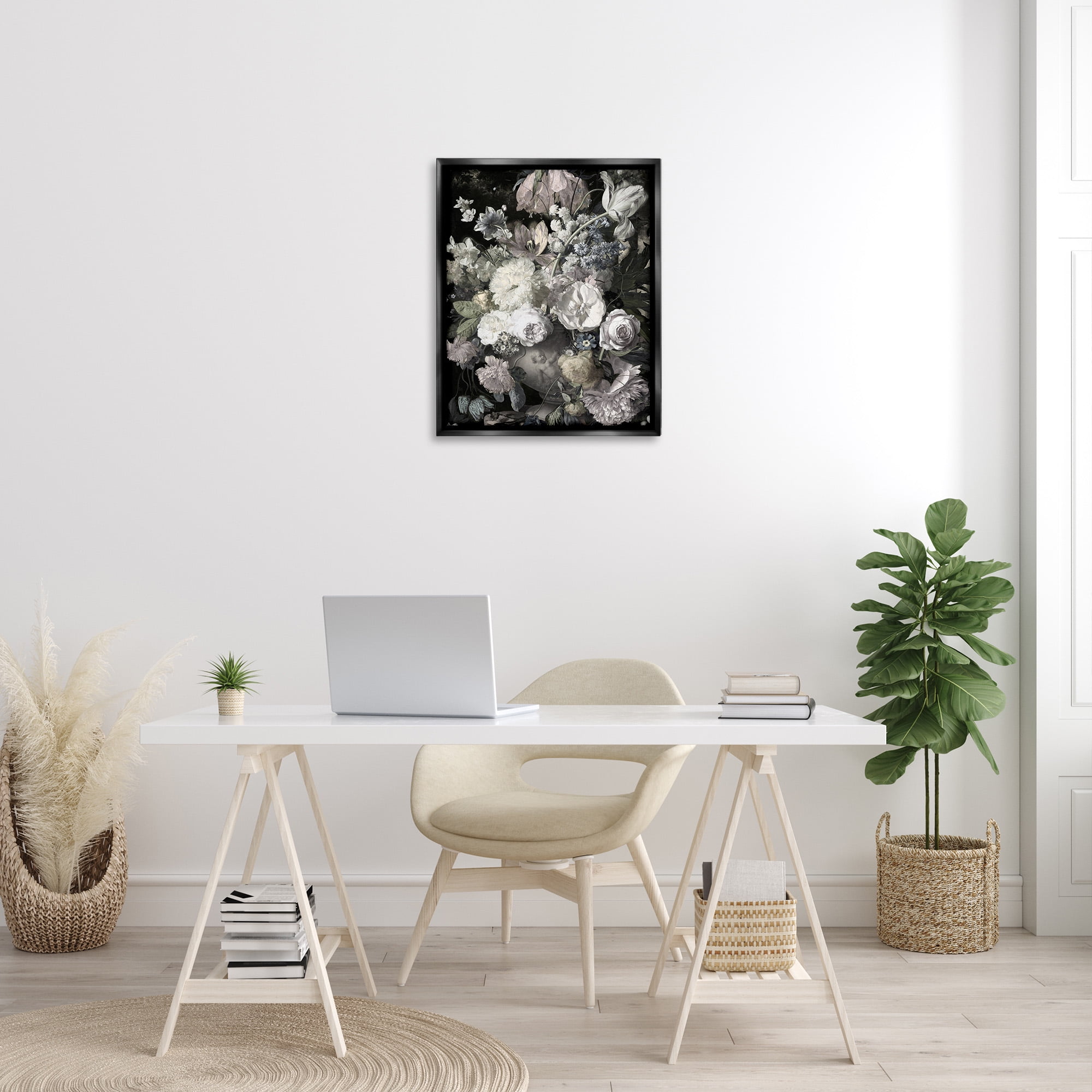 Stupell Industries Classical Busy Flower Bouquet Botanical & Floral Photography Black Floater Framed Canvas Art Print Wall Art, 25 x 31