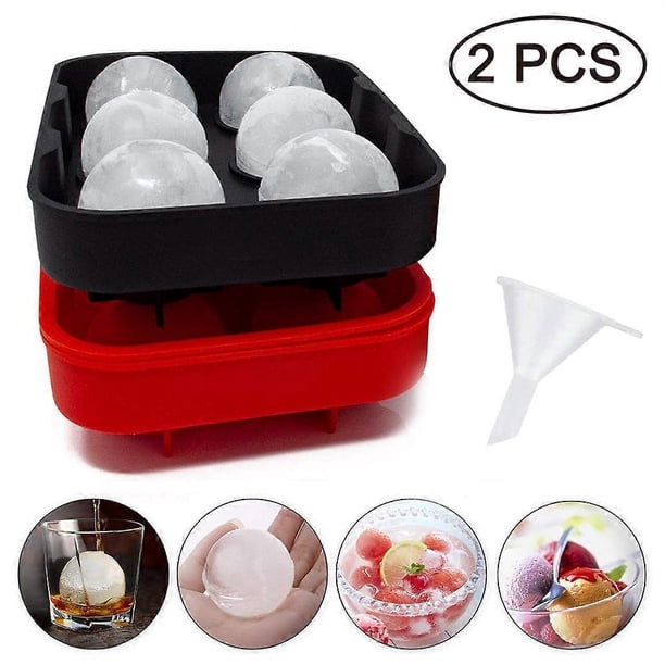Silicone ice cube mold Ice ball mold for round ice cubes 2-packblack+red- Ice Ball Mold Sphere Whiskey Balls