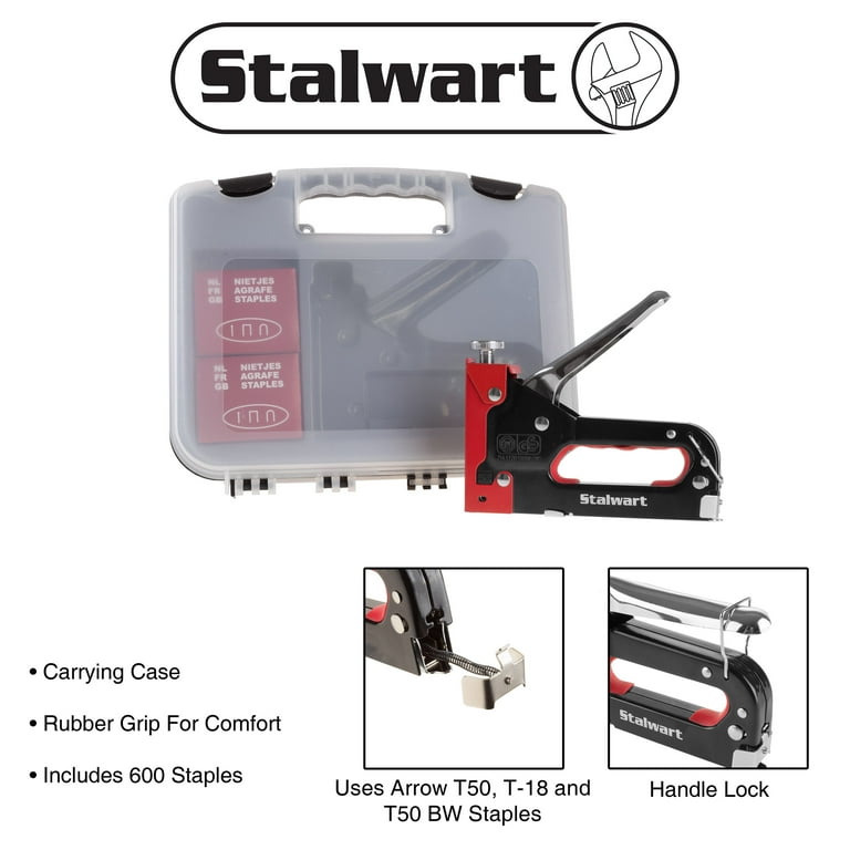 Stalwart Heavy Duty Staple Gun Kit with 600 Staples and Carrying Case Stalwart Heavy Duty Staple Gun Kit with 600 Staples and Carrying Case