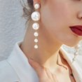 thumbnail image 1 of NETSENG Women Earrings Pearls Long Dangle Ear Cuff Stud Earrings Eardrop Jewelry Gift, 1 of 7