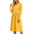 thumbnail image 2 of Livrdious Fall Dresses for Women Long Sleeve A Line Striped Dress Womens Casual Midi Flowy Dresses, 2 of 6
