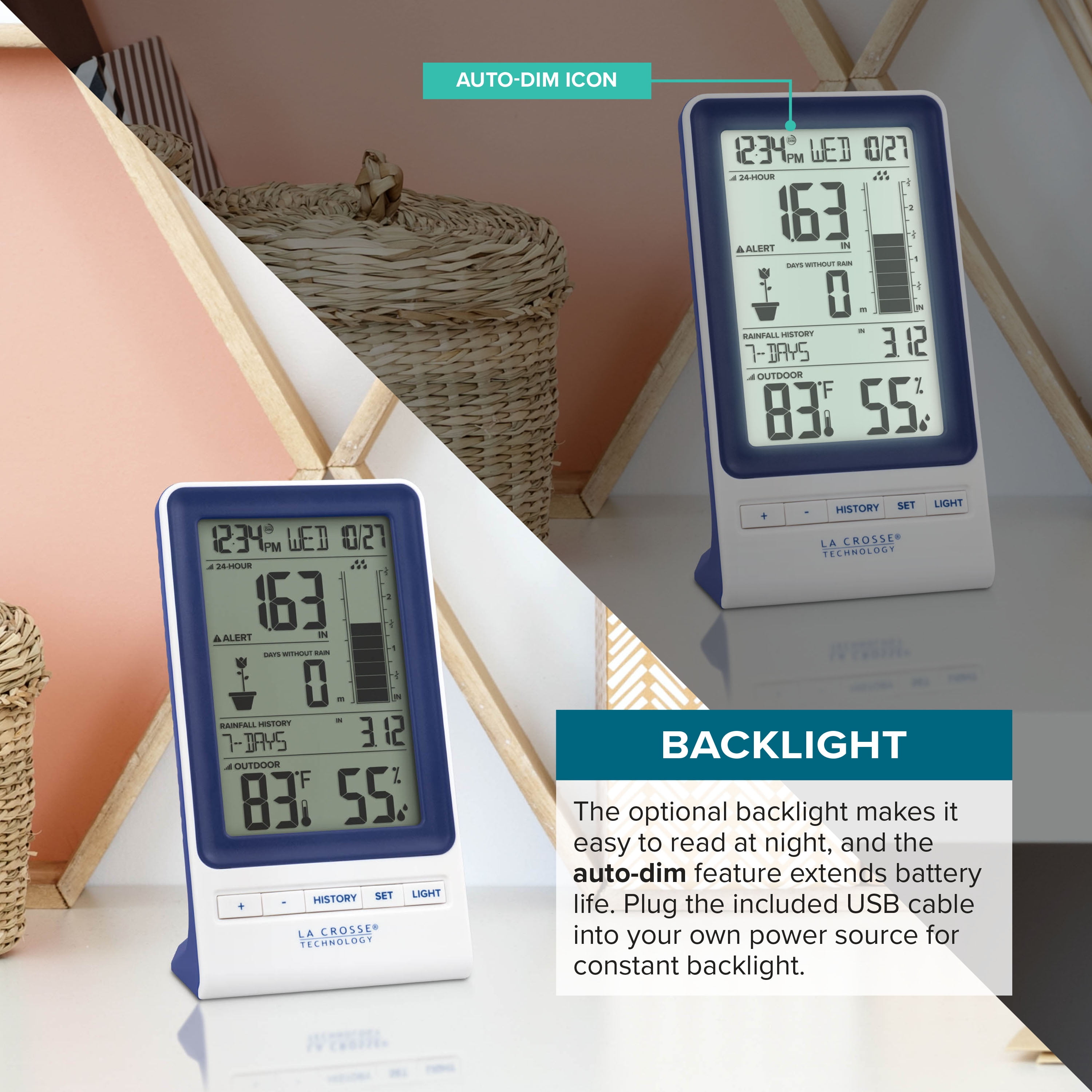 La Crosse Technology Wireless Rain Station with Temperature and Humidity, 724-1415BL