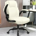 thumbnail image 2 of Leather Office Chair, PU Home Computer Desk Chairs with Ergonomic Back Support, 360°Swivel Free, Small Gaming Chair with Wheels and Adjustable Armrests, for Short People Use(1 pack, Cream), 2 of 7