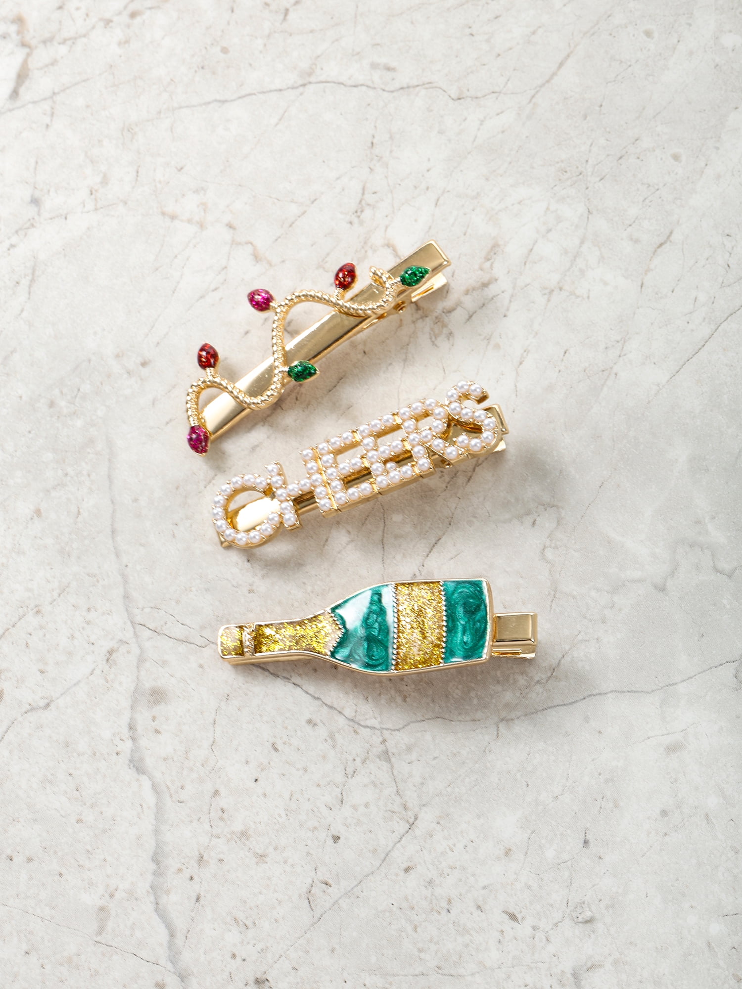 Packed Party Holiday Cheers Hair Clips, Set of 3