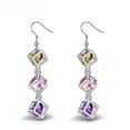 thumbnail image 1 of Pendientes cuadrados de plata bañados en cristal de colores para exposición, 1 of 1