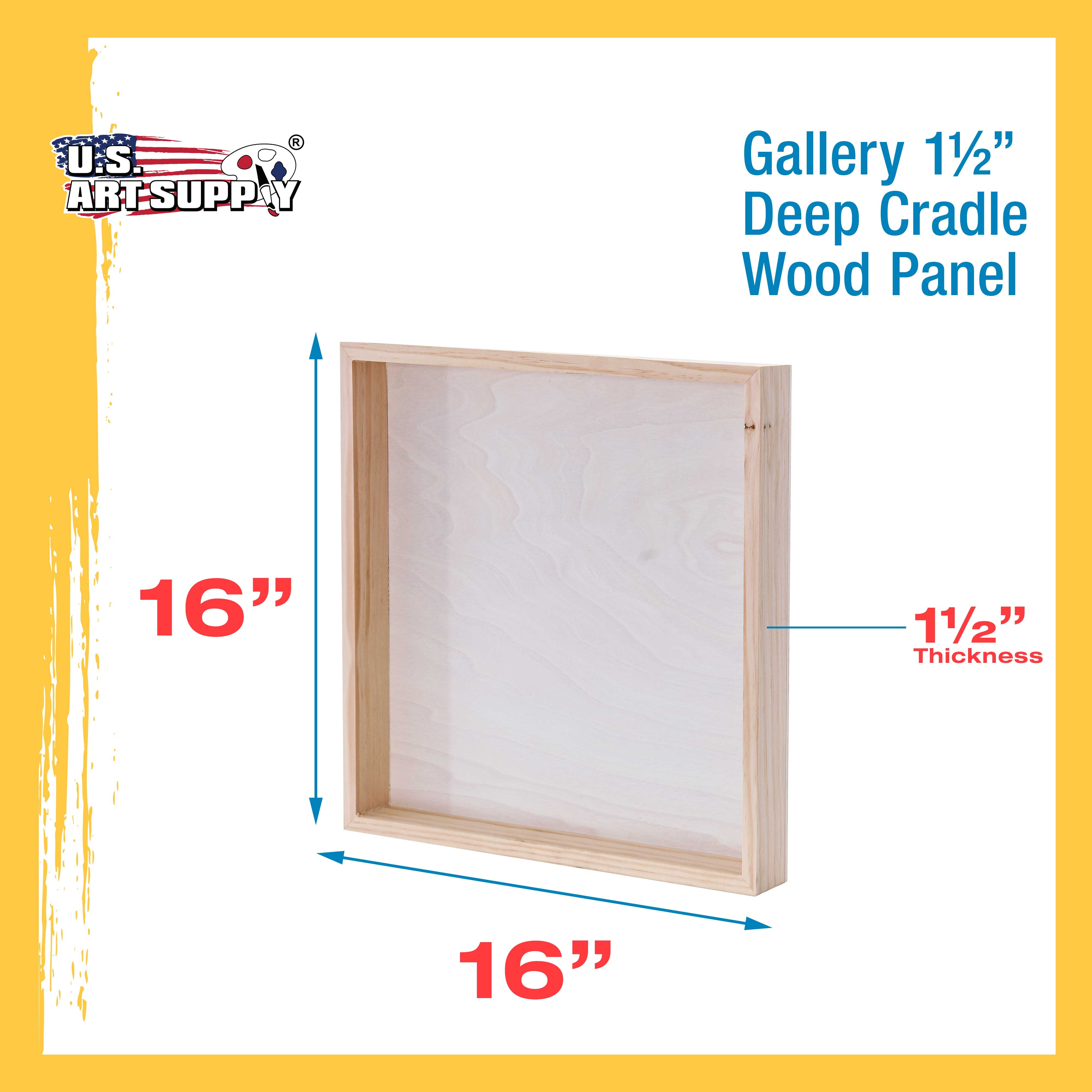 Encaustic - Artist Depth Wooden Wall Canvases Oil Acrylic Gallery 1-1/2 Deep Cradle Pack of 2 U.S Art Supply 16 x 16 Birch Wood Paint Pouring Panel Boards Painting Mixed-Media Craft