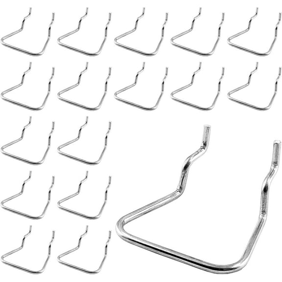 16pcs Pegboard Pliers Holders, Stainless Steel Shelving Accessories, Double Loop Pliers Hook for 1/4", 3/16", 1/8" Pegboard, Chrome Display Hooks for Store Supermarket (U-Shaped)
