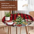 thumbnail image 4 of Red Plaid Christmas Round Tablecloth, Fitted Table Cover with Elastic for 36"-44" Round Tables, Gnomes Xmas Tree Snowflake Winter Gifts Table Cloth Outdoor Indoor Dinning Party Waterproof Tablecloths, 4 of 7