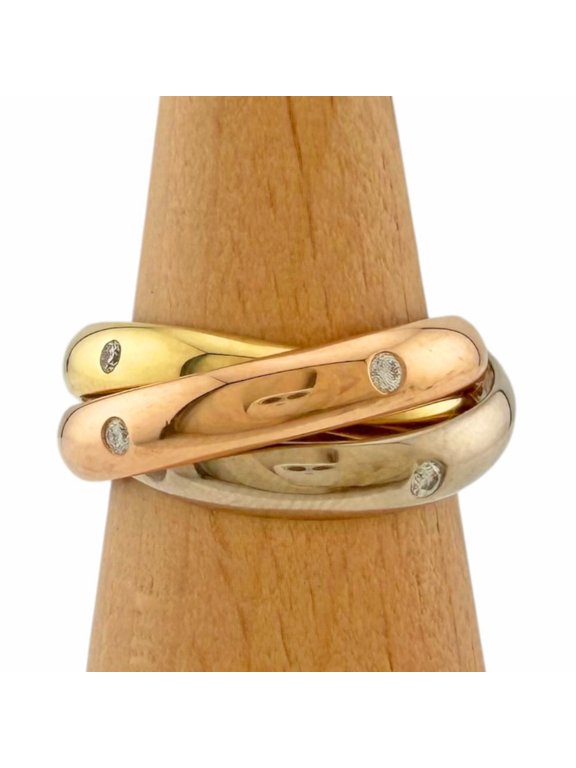 Pre-Owned Cartier Trinity Ring, 18K Yellow Gold Diamond Ring for Women