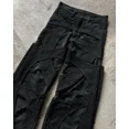 thumbnail image 5 of Pantalones de chándal holgados para hombre y mujer, pantalón con cordón, rayas naranjas, bordado de mariposa, hebillas de pierna, color verde negruzco, 5 of 5