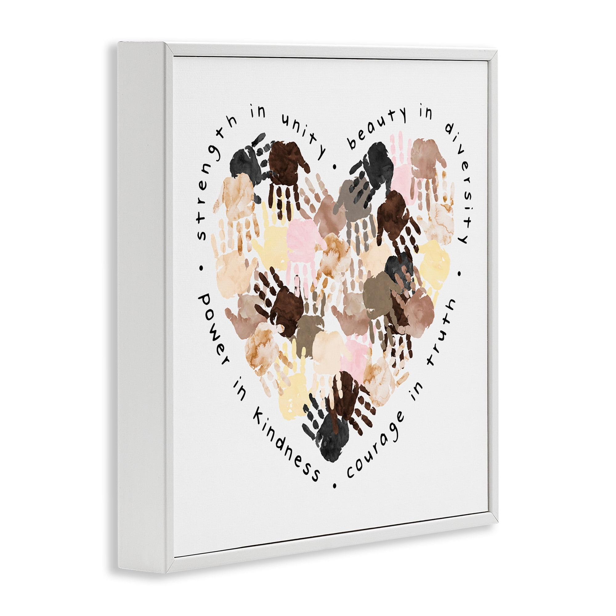 Stupell Industries Powerful Strength In Unity Heart Typography Painting White Framed Art Print Wall Art, 24 x 24