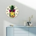 thumbnail image 4 of YILUYINQING Pineapple Sunglasses Summer Wooden Wall Clock Decor for Living Rooms and Kitchens, Easy-to-Read 10-Inch Clock with Hooks for Indoor/Outdoor Use 10x10in, 4 of 8