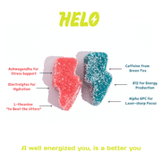 HELO Energy Gummies, Blue Razz (30CT) - 50mg of Caffeine per Gummy, Alpha GPC, Lion's Mane, Cordyceps, Electrolytes, Vitamin B12