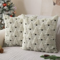 Tupukom Christmas Pillow Covers 18x18 inch Christmas Decorations Soft Plush Faux Fur Wool Cream White Xmas Tree Throw Pillow Cases Winter Holiday Decor for Sofa Living Room