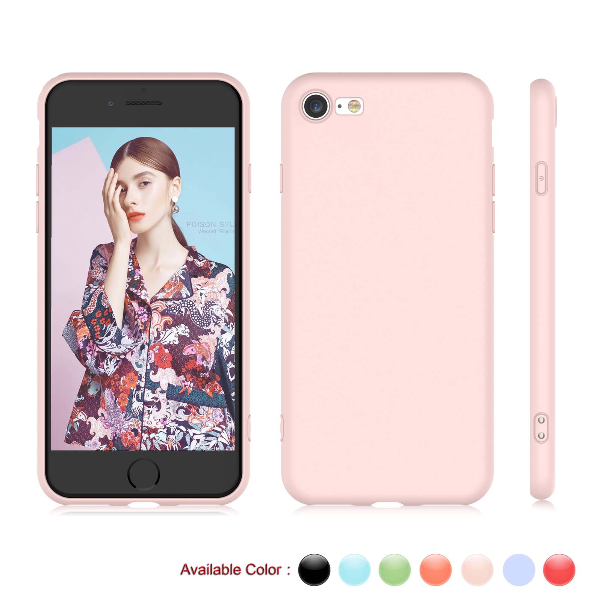 Cases for Apple iPhone SE 2 2020 / iPhone 7 / iPhone 8, Njjex Shockproof Ultra Slim Fit Silicone Cover TPU Soft Gel Rubber Cover Shock Resistance Protective Back Bumper -Pink