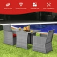 thumbnail image 4 of Gymax 3PCS Outdoor Rattan Conversation Set Patio Dining Table Set w/ Red Cushions, 4 of 10