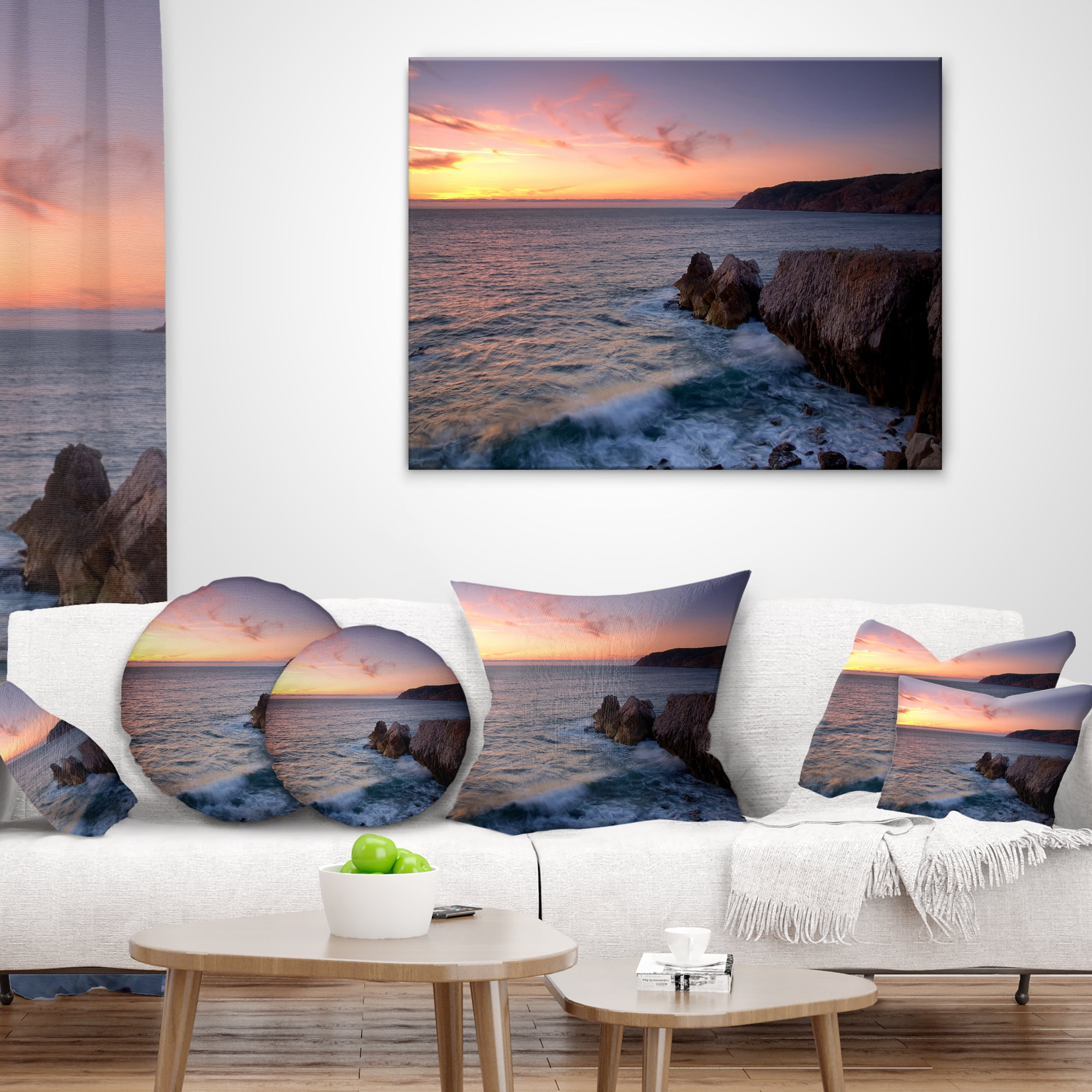 Designart Winch Natural Park Sintra Cascais - Seashore Throw Pillow - 18x18