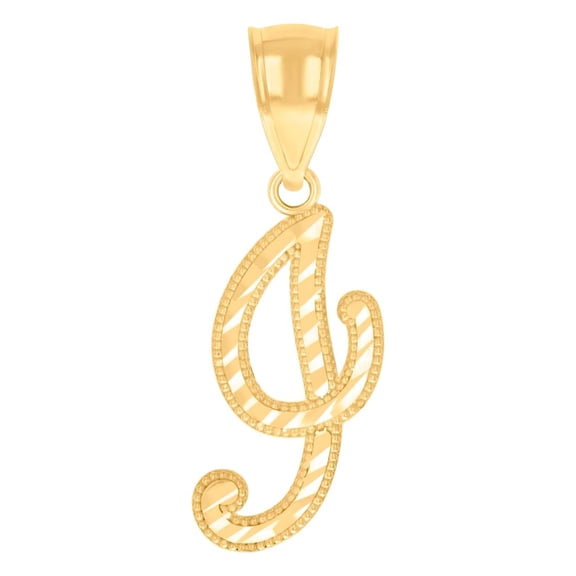 10k Yellow Gold Unisex Letter Name Personalized Monogram Initial I Script Alphabet Charm Pendant Necklace 26.9x8.8mm Wid