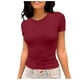 thumbnail image 1 of Camiseta de manga corta ajustada y moderna para mujer: corte ajustado y sexy, versátil con vaqueros/pantalones cortos, tejido suave para el verano, talla real, lavado en frío., 1 of 6
