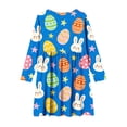 thumbnail image 5 of Xdegoge Happy Easter Dress for Kids Girls Cute Bunny Egg Basket Printed Tween Sundress Knee Length A Line Long Sleeve Spring Holiday Festival Outfit Casual School Party Wear for Teen, 5 of 7