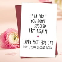 Gmogad Hilarious Mother’s Day Card, Sarcastic Second-Born Gift for Mom, Thick 350GSM Greeting Card with Envelope, Humorous Birthday from Daughter/Son