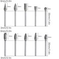 thumbnail image 3 of Rotary Burr Set For Dremel, 10 Pcs Double Cut Carbide Carving Bits Set With 1/8" Shank And 1/4" Head Length For Diy, Woodworking, Engraving, Metal Car, 3 of 4
