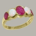 thumbnail image 2 of LBG British Made 18k Yellow Gold Ring with Natural Ruby & Opal Womens Band Ring - 33 size options - Size 7.25, 2 of 6