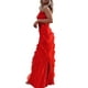 thumbnail image 4 of Txlixc Vestido de noche para mujeres vestido largo sin mangas con volantes de color sólido Txlixc moda, 4 of 8