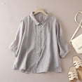 thumbnail image 2 of ZQUUVOU Womens T-Shirts Embroidered 3/4 Sleeved Button Turndown Collar Fashionable Top(Gray,2XL), 2 of 9