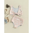 thumbnail image 6 of Aojekbee Toddler Baby Girls Summer Swimsuit Butterfly/Cow Head/Floral Print Sleeveless Tankini Tops Swim Shorts 2 Pieces Bathing Suit, 6 of 10