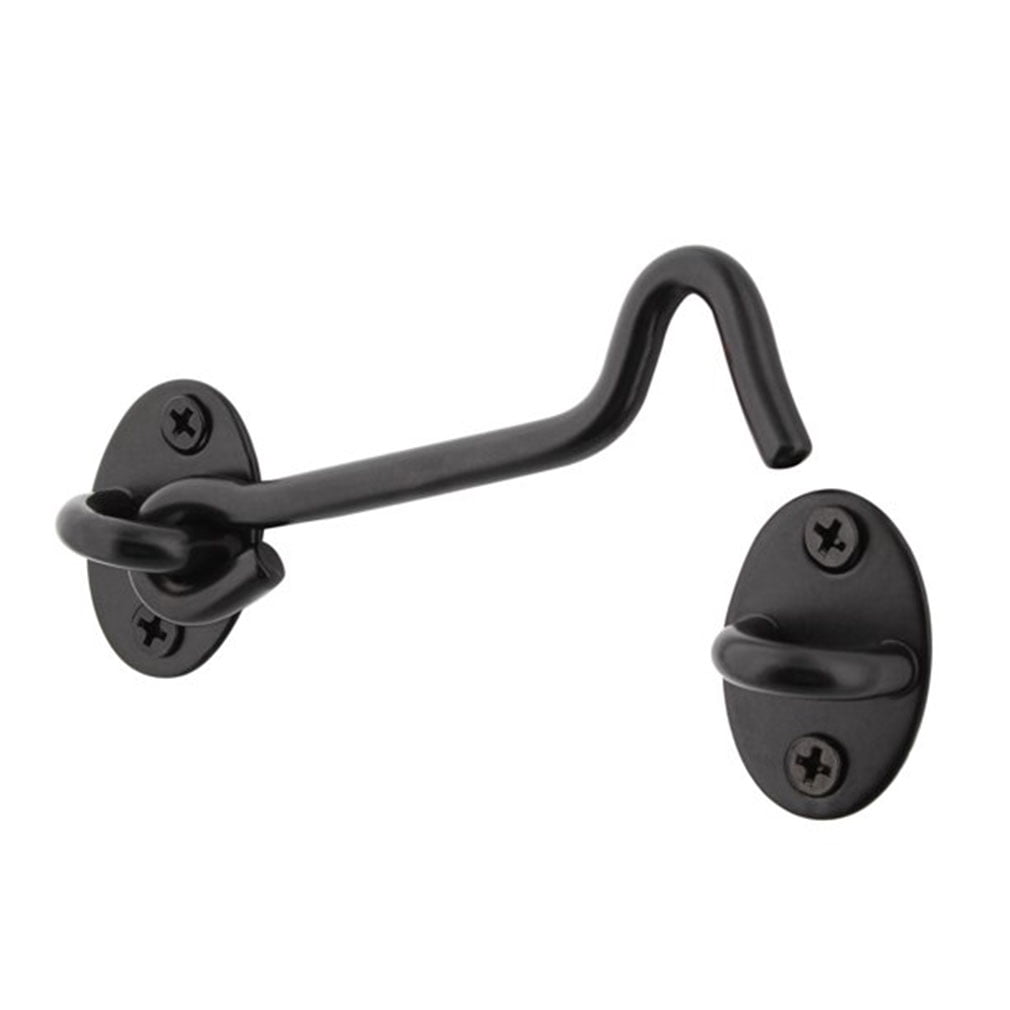 Hukado 2-Pack 4 Inch Barn Door Latch – Heavy Duty Solid 304 Stainless Steel, Black Powder Coated, Rustproof Cabin Hook & Eye Lock For Sliding Doors, Gates, Windows, Cabinets, Outdoor Use