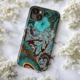 thumbnail image 5 of Teal Blue Floral Paisley Phone Case – Vintage Boho Pattern Protective iPhone Cover for iPhone 16 15 14 13 12 11 Pro Max Mini, 5 of 6