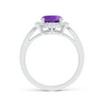 thumbnail image 2 of ANGARA Natural Inspired Cushion 2 ct Amethyst Ring with Diamond Halo in 14K White Gold for Women (Size-9x7mm) | February Birthstone, Anniversary, Jewelry Gift for Women | Natural Amethyst Ring, 2 of 9