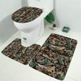 thumbnail image 2 of Brown Green Camo Leaves Branches Pattern Bathroom Rugs Sets 3 Piece,Toilet Cover Set,Absorbent Non Slip Bathroom Mats Sets with U-Shaped Contour Rug Toilet Rug Set, 2 of 5
