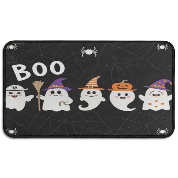 Spider Bat No Slip Doormat 30x17 Inch Happy Halloween Pumpkin Ghost Protection Welcome Mat Layered Door Mats for Entryway Porch Entryway Bathroom